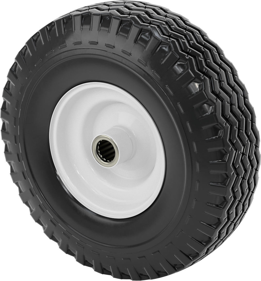 Çelik Merkezli Montajlı Pnömatik Siyah Tekerlek, Rulmanlı, 16-1/8" Çap x 4-11/16" Genişlik