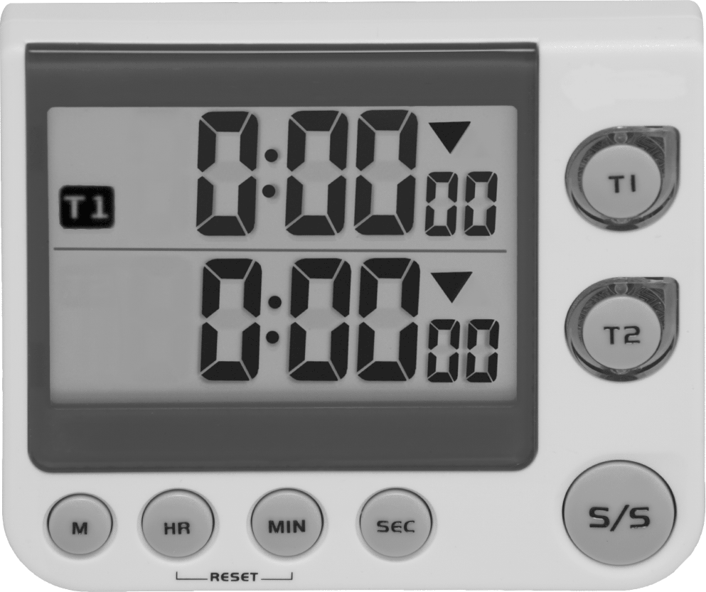NIST Sertifikalı Dijital Zamanlayıcı, Sayma, Geri Sayım ve Duraklatma İşlevleri, 3" Yükseklik, Beyaz — Pil, Count Down, Count Up, Pause,…