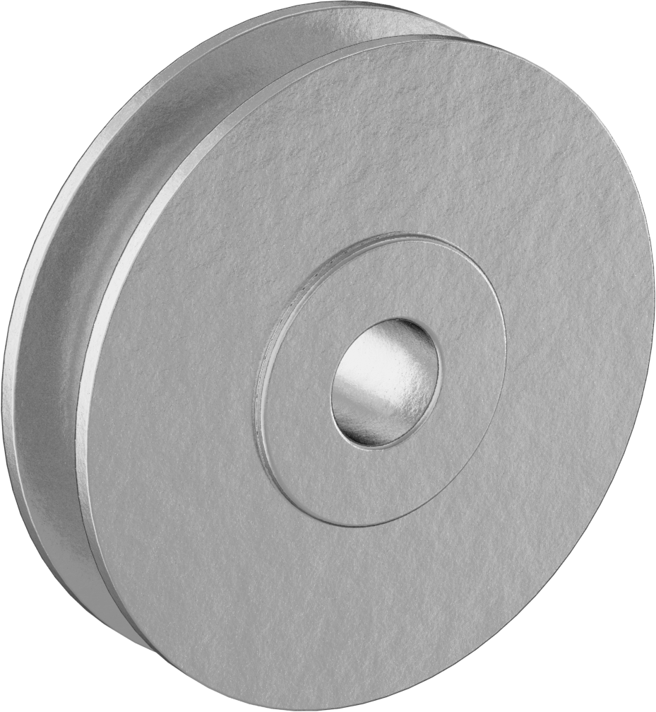 Tel Halat için Kasnak, Yatay Çekme için, Bilyalı Rulmanlı, 1/4" Halat için, 2" Dış Çap — 2", Standart, Çelik