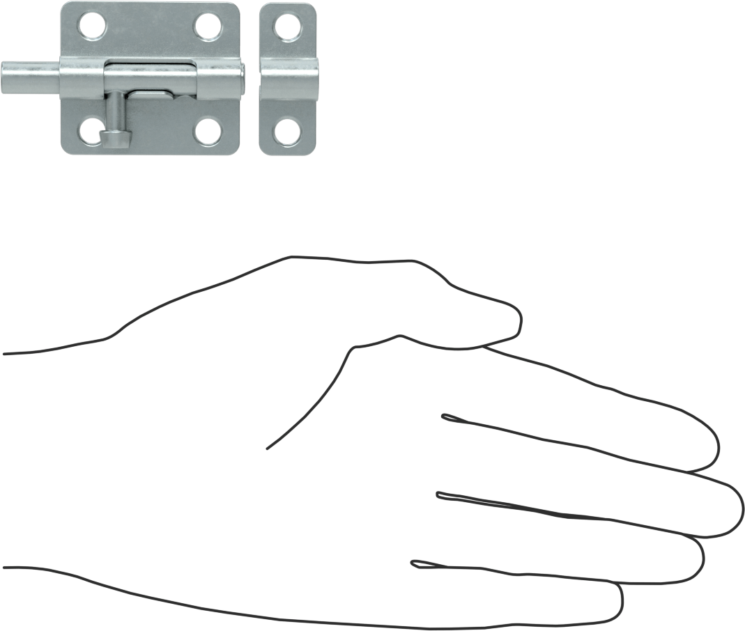 Kaldır-Bırak Namlu Kayar Cıvata Mandalı, Çinko Kaplı Çelik, 1-3/4" Genişlik x 1-1/2" Yükseklik
