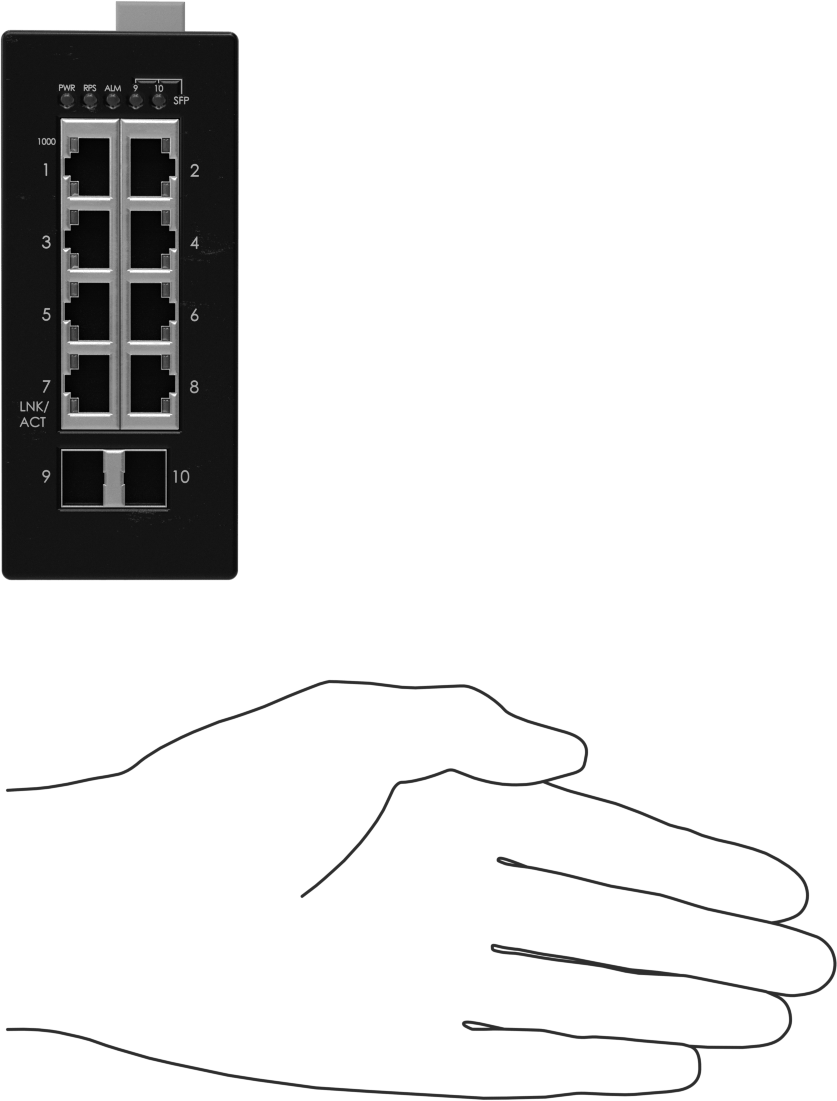 Cihaz Öncelikli Ethernet Anahtarı, 2 adet Sfp Soket ve 8 adet RJ45 Soketli, DIN Rayı Montajı