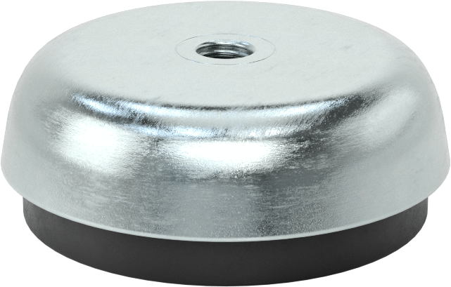 Şok Emici Sert Seviyeleme Montaj Parçası, 1/2"-13 Dişli Delikli, Çinko Kaplamalı Kapak, 1200 lb. Kapasite