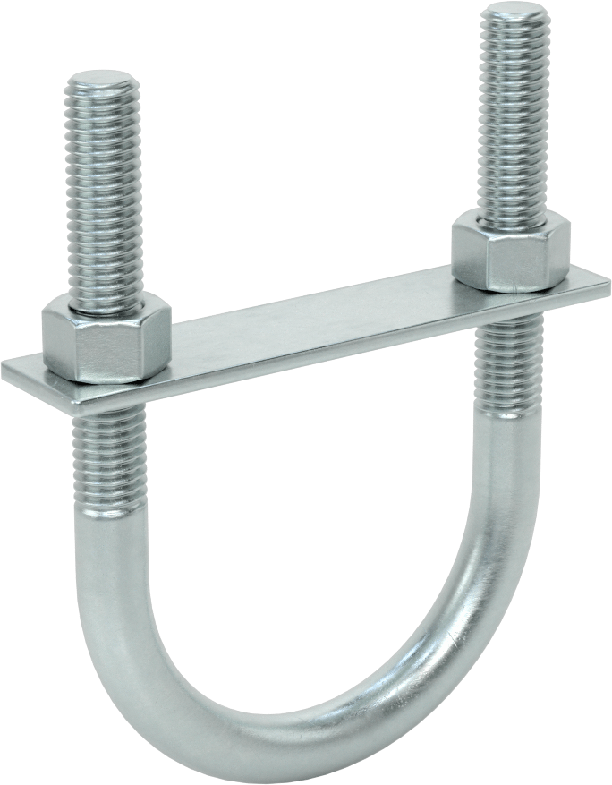 Montaj Plakalı U Cıvatası, Çinko Kaplı Çelik, 1/2"-13 Diş Boyutu, 2-15/16" İç Çap