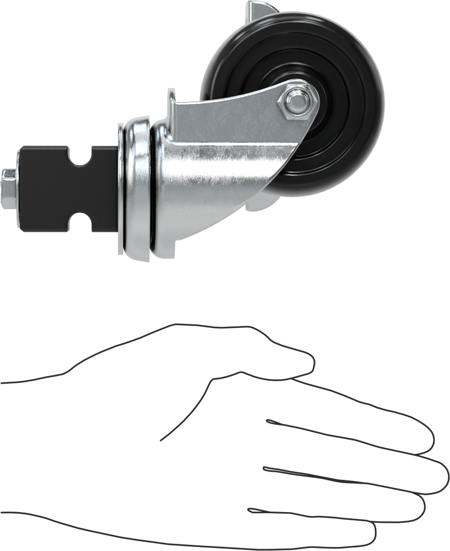 Strut Kanal Tekerleği, Frenli, 13/16" Yükseklik x 1-5/8" Genişlik Kanal için