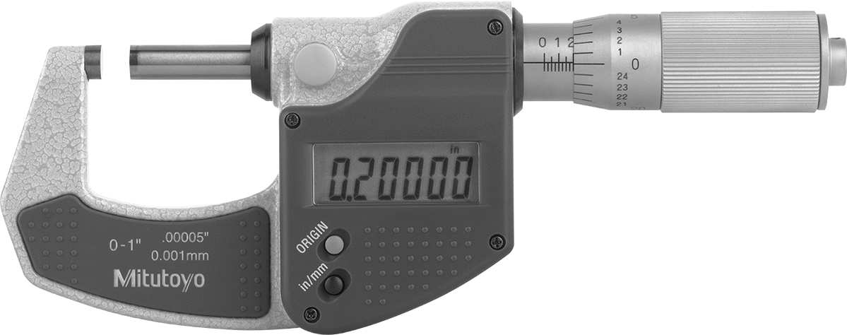 Mitutoyo Elektronik Dış Mikrometre, NIST Sertifikalı ve Sürtünme Yüzükli, Model Numarası 293-832-32 — Dijital, Düz, Sürtünme