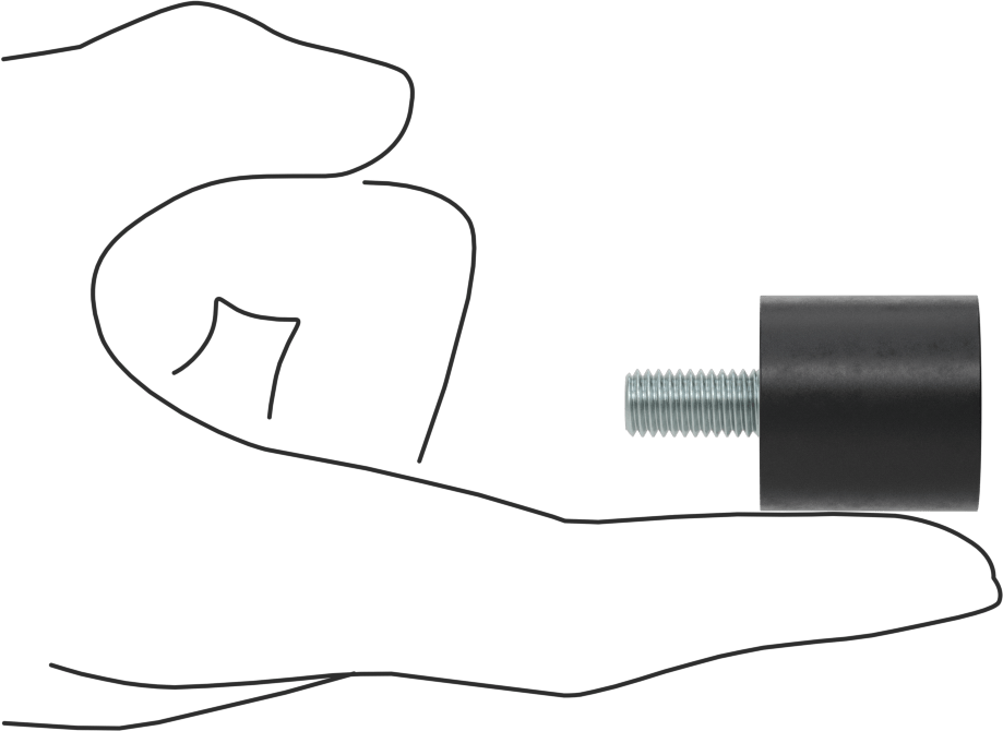 Yük Kapasiteli Güçlendirilmiş Dişli Tampon, Neopren ve Çelik, M8 x 1.25 mm Saplama, 25 mm Dış Çap, 80 lbs. Maksimum