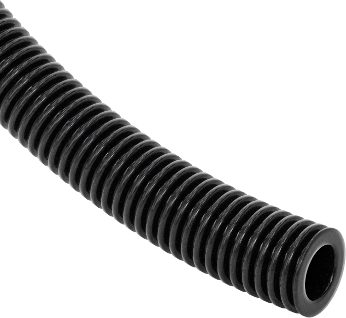 Sürekli Esnek Plastik Kanal, 0.64" İç Çap, 0.84" Dış Çap — Nylon, Plastic, Düz, Siyah