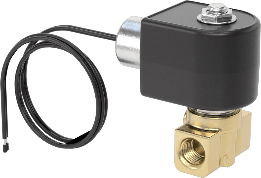 Pirinç Gövdeli Kompakt Solenoid Açma/Kapama Vanası, 24V AC, 1/4 NPT Dişi, 0.11 Cv