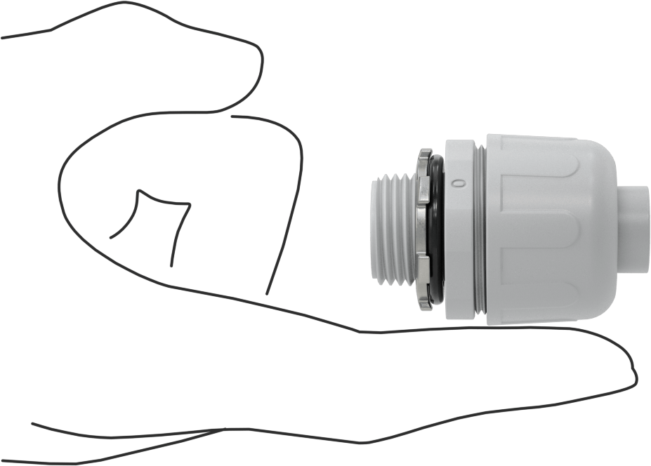Sıvı Geçirmez Esnek Plastik Kanal Adaptörü, Düz, 1/2 Geçmeli Dişi x 1/2 NPT Erkek, Gri
