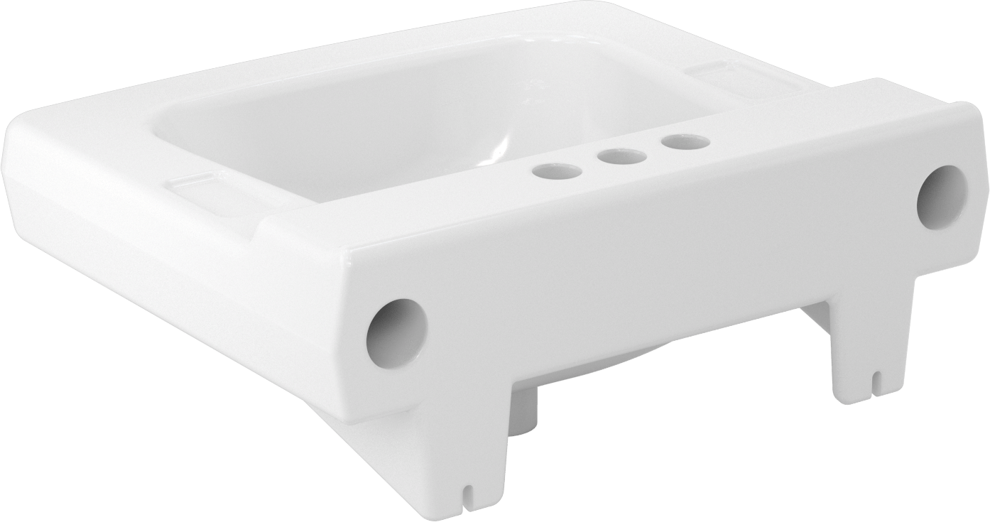 Beyaz Porselen Duvara Monte Lavabo, 20-3/8" Genişlik x 17-5/8" Derinlik x 9-3/8" Toplam Yükseklik