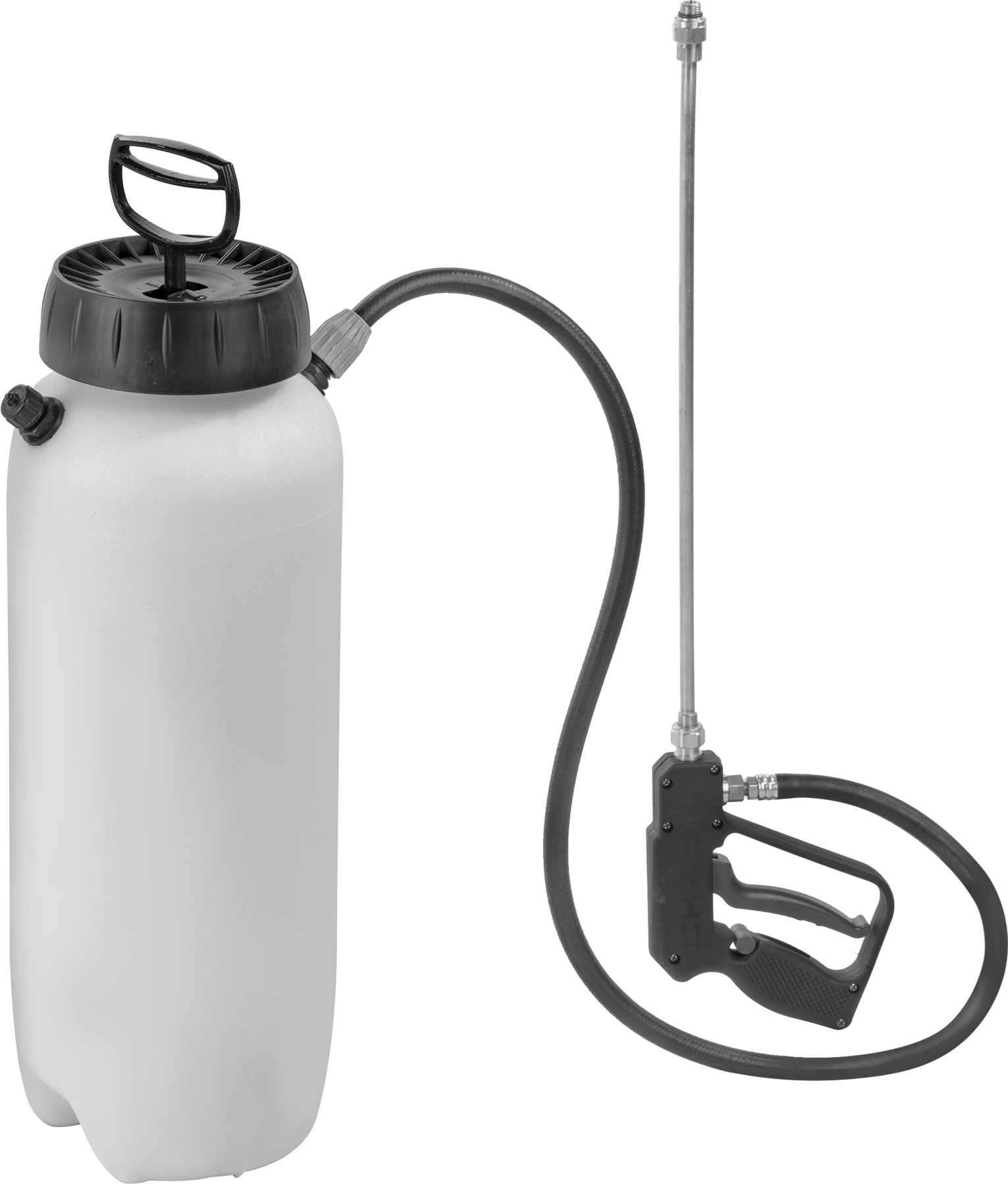 Plastik El Pompalı Püskürtücü, Ağır Hizmet Tipi, Pirinç Çubuk, 3 Galon Kapasite, 7-3/4" Çap — 3 gal., Düz, Plastic, Polyethylene
