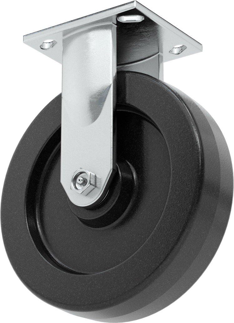 4-1/2" x 4" Plakalı Yüksek Kapasiteli Spartan Tekerlek, 8 inç Çapında Korumalı Rulmanlı Fenolik Tekerlekli Sabit — 8", Levha, Sert