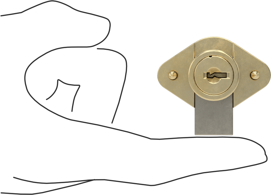 Sürgü Kilidi, Dolap Kapısı için, Pirinç Kaplamalı Çinko, 3/4" maksimum kalınlık için