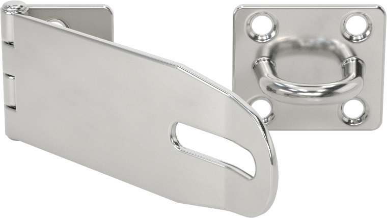Asma Kilitli Mandal, 3-3/8" x 1-3/16" x 1/16" Kollu, 304 Paslanmaz Çelik — Vida Takma, 3 3⁄8", 304 Stainless Steel, Stainless Steel