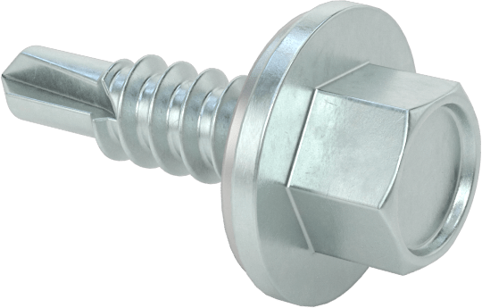 Metal için Pullu Delme Vidaları, Çinko Kaplı 410 Paslanmaz Çelik, 12 Numaralı Boyut, 3/4" Uzunluk