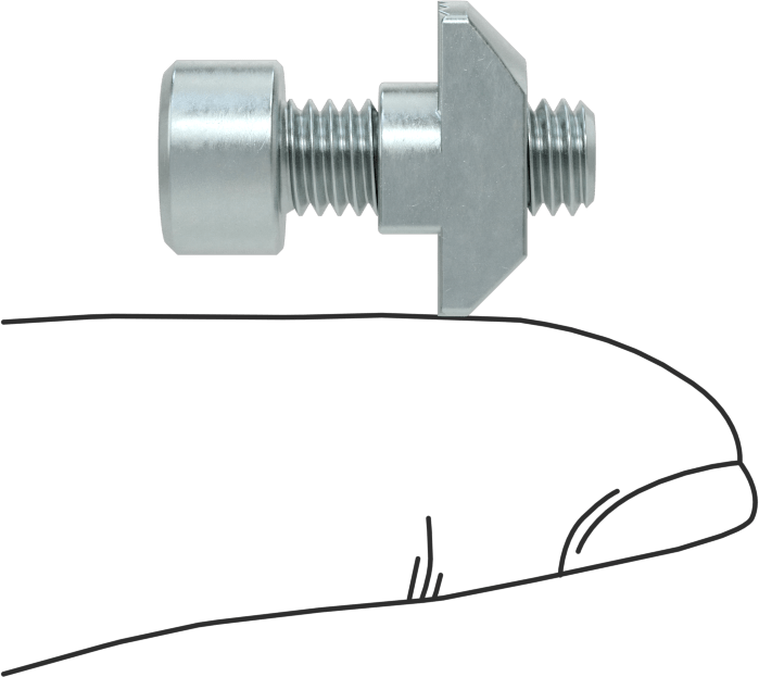 T-Yivli Çerçeve, Takılabilir Çekiç Somunu ve M6 Lokma Başlı, 1.5 inç ve 40 mm Ray