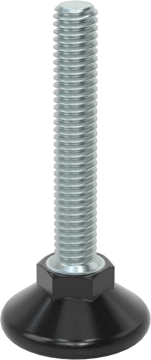 Naylon Tabanlı Sert Seviyeleme Montaj Parçaları, 5/16"-18 Dişli Çinko Kaplı Çelik Saplamalı — 5/16"-18, Sert, 1 1/8"