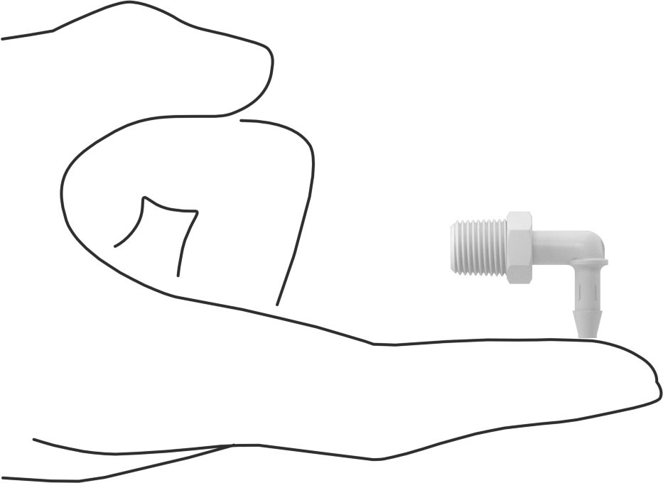 Gıda ve İçecek için Süper Akışlı Tırnaklı Bağlantı Elemanı, 5/32" İç Çap x 1/8 NPT Erkek için Plastik Dirsek