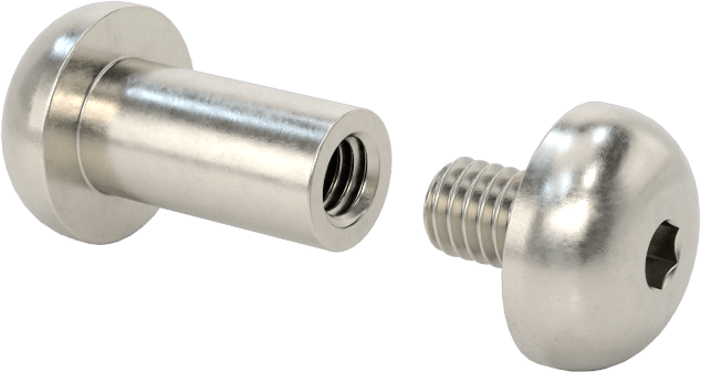 18-8 Paslanmaz Çelik Altıgen Tahrikli Bağlama Silindiri ve Vida, M4 x 0.7 mm Diş, 12 mm ila 14 mm Kalınlık için