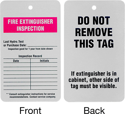 Denetim Kaydı Etiketleri, (Yangın Söndürücü Denetimi), Alüminyum Lamine — Do Not Remove This Tag, Fire Extinguisher Inspection, Cardstock…
