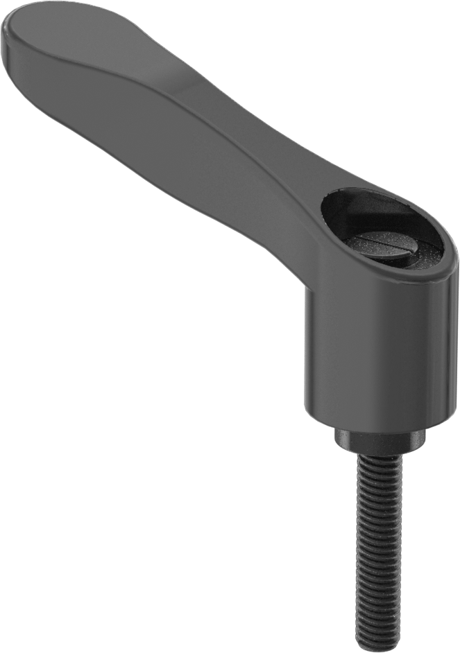 Rahat Tutuşlu Naylon Ayarlanabilir Tutamak, 3/8"-16 Dişli 1-9/16" Uzunlukta Saplamalı — 3⁄8"-16, Dişli Saplama, Plastic, Polypropylene