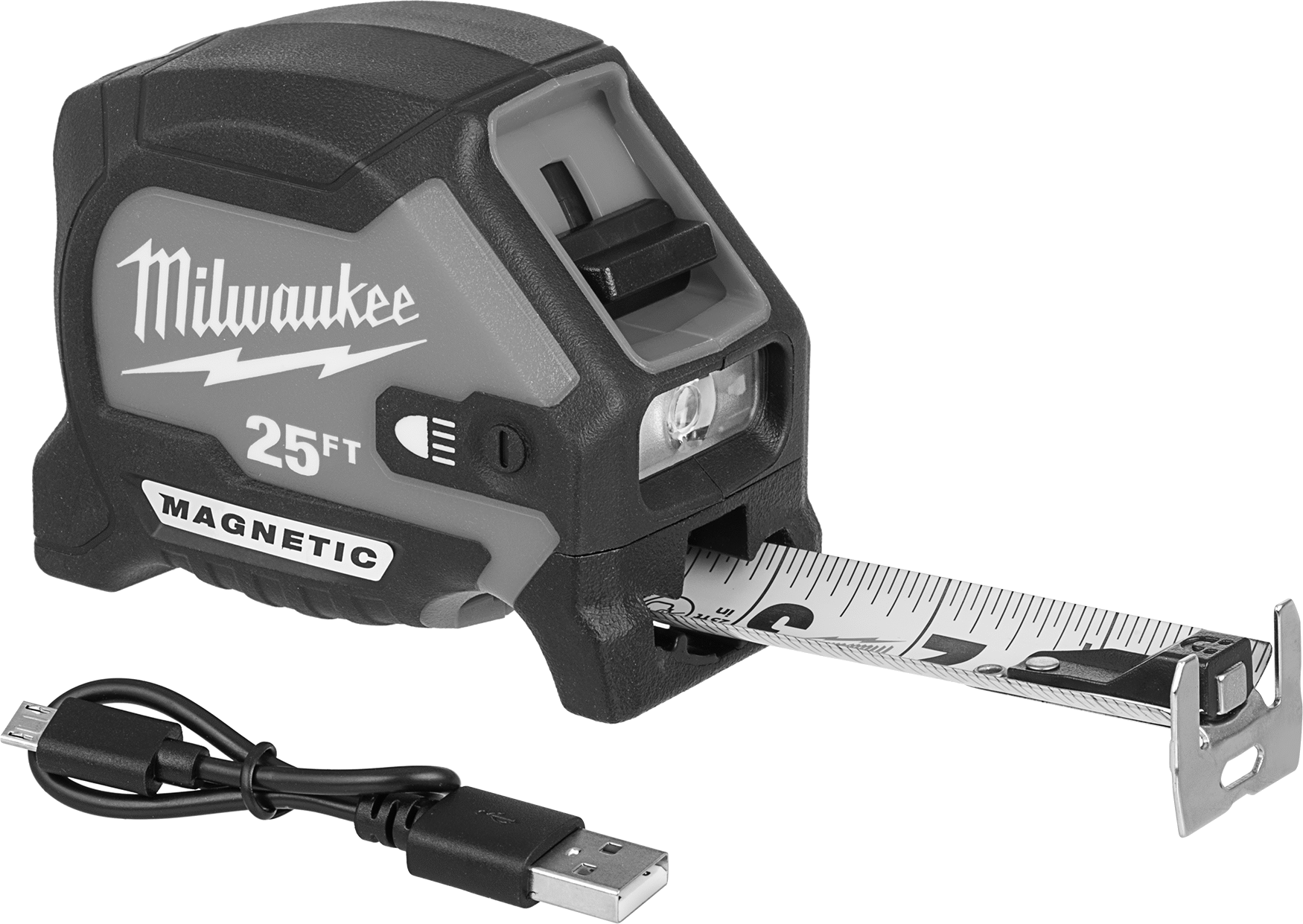 Düşük Işık için Mezura, 25 Fit Uzunluk — Milwaukee, 25 ft., 1⁄16"