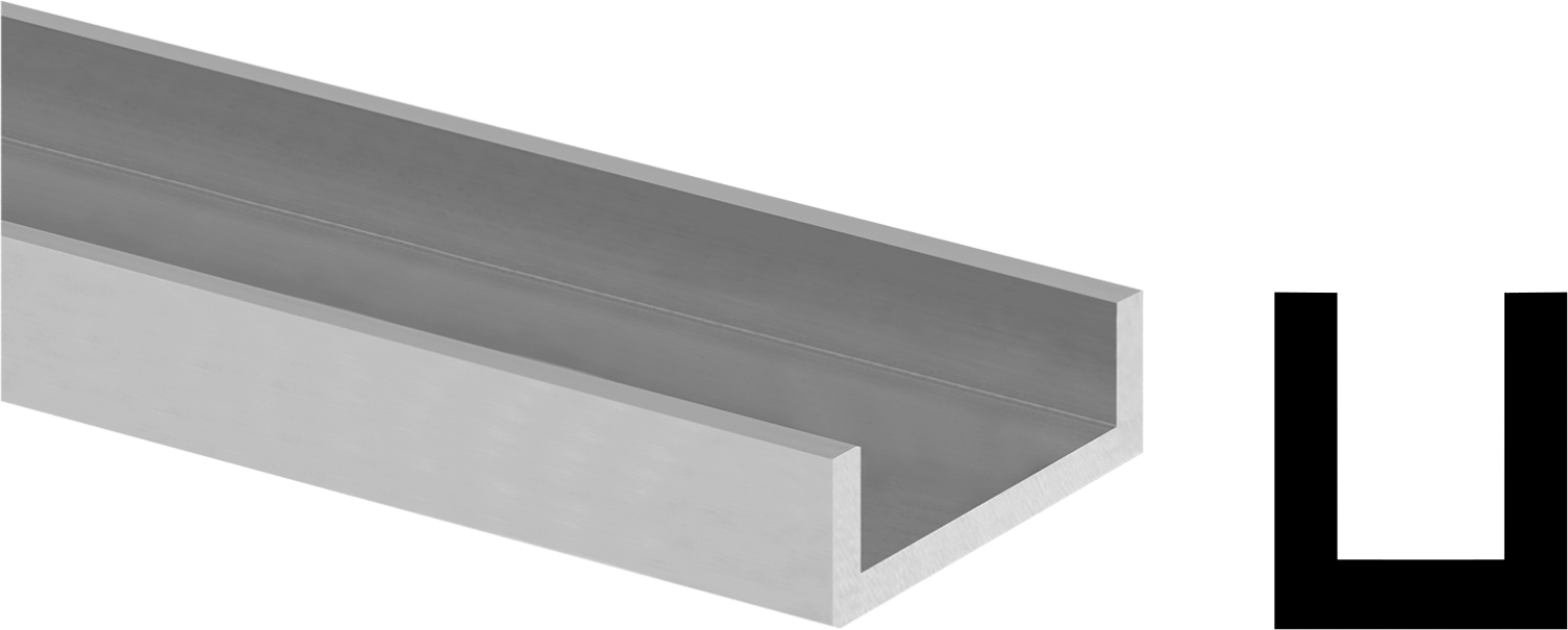 Mimari 6063 Alüminyum U-Kanal, 3/64 inç Duvar Kalınlığı, 5/16" Yükseklik x 13/64" Dış Genişlik