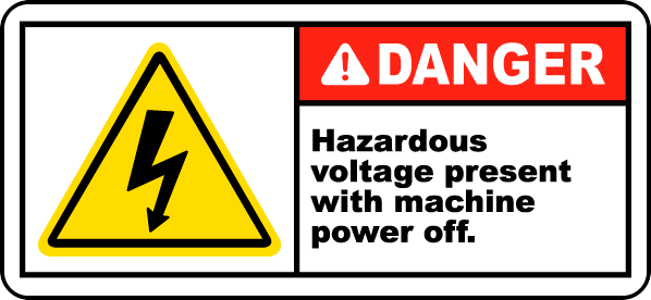 Resimli Elektrik Tehlikesi Etiketleri, (Tehlike - Tehlikeli Gerilim Mevcut...)