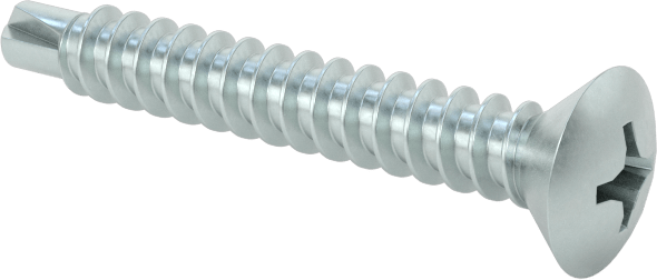 Metal için Oval Başlı Delme Vidaları, Çinko Kaplı Çelik, Numara 6 Boyut, 1" Uzunluk — Oval, No. 6, Delme