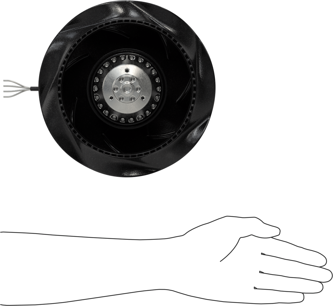 Yuvarlak Kenar Akışlı Ekipman Soğutma Üfleyici, 115V AC, 50/60Hz, 8.66 inç Toplam Çap