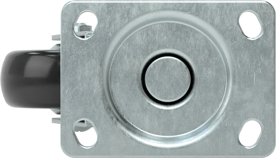 3-3/4" x 2-3/4" Plakalı Statik Kontrol Tekerlek, 3 inç x 1-1/8 inç Siyah Çekirdek Üzerine Kaplanmış Kauçuk Tekerlekli Döner Tekerlek