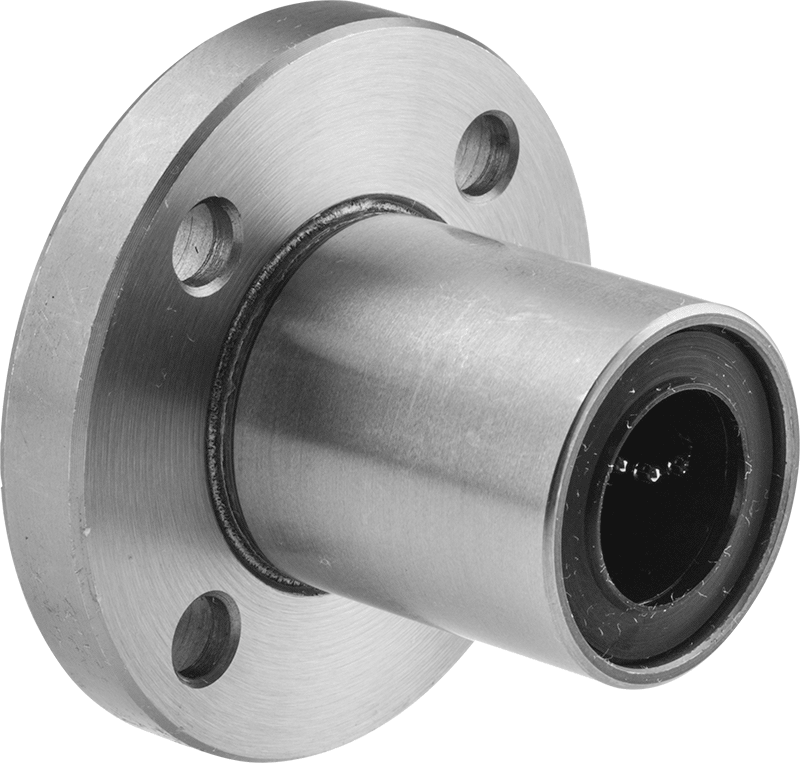 Flanş Montajlı Bilyalı Lineer Rulman, Yuvarlak Muhafaza, 1/2" Mil Çapı, 1-1/4" x 1-3/4" x 1-3/4"