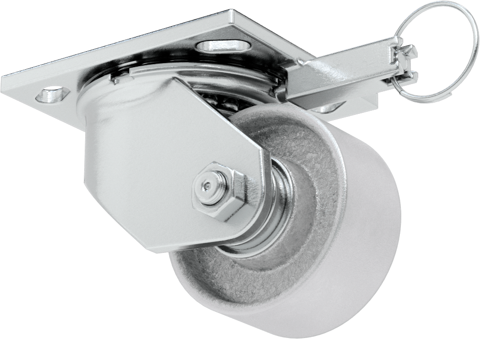4-1/2" x 4" Montaj Plakalı Samson Tekerlek, Döner Kilitli ve 3-1/4" Çaplı Metal Tekerlekli Döner