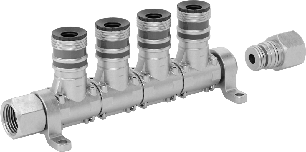 Hava için ARO Hızlı Bağlantı Hortum Bağlantısı, Çinko Kaplı Çelik Manifold Adaptörü, 1 Giriş, 4 Çıkış — Hava, Manifold