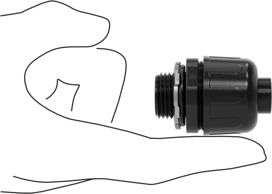 Sıvı Geçirmez Esnek Plastik Kanal Adaptörü, Düz, 1/2 Geçmeli Dişi x 1/2 NPT Erkek, Siyah