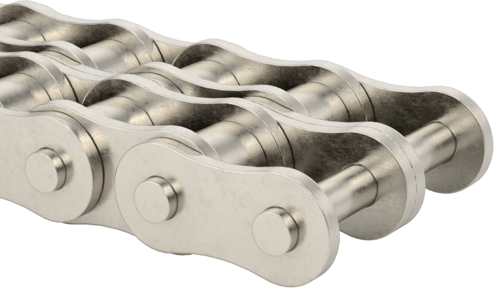 Çift Telli Paslanma ve Aşınmaya Dayanıklı Makaralı Zincir, ANSI Numarası 40-2SS, 1/2" Adım — 40-2, Çift, 1⁄2"