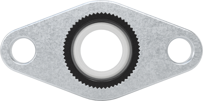Kuru Çalışan Asetal Montajlı Burçlu Yatak, İki Cıvatalı Flanş, Alüminyum Muhafaza, 1/2" Mil, 2.25 inç Uzunluk