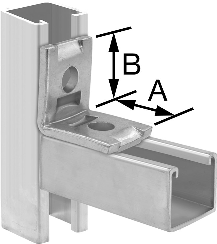 Strut Kanalı Braketi, 90 Derece Açı, Galvanizli Çelik, 2-1/8" x 2-1/8" Uzunluk