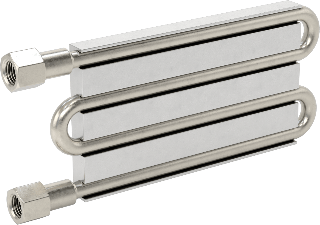 Soğuk Plaka, 316 Paslanmaz Çelik Borular ve Bağlantı Parçalı, 4 Geçiş, 6" Uzunluk x 3-1/2" Genişlik