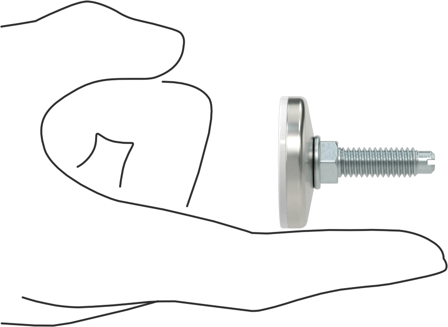 Çinko Kaplı Çelik Saplamalı Sert Tesviye Bağlantı Elemanları, 1-3/8" Çaplı Nikel Kaplamalı Çelik Taban, 5/16"-18 x 1" Uzunlukta Diş