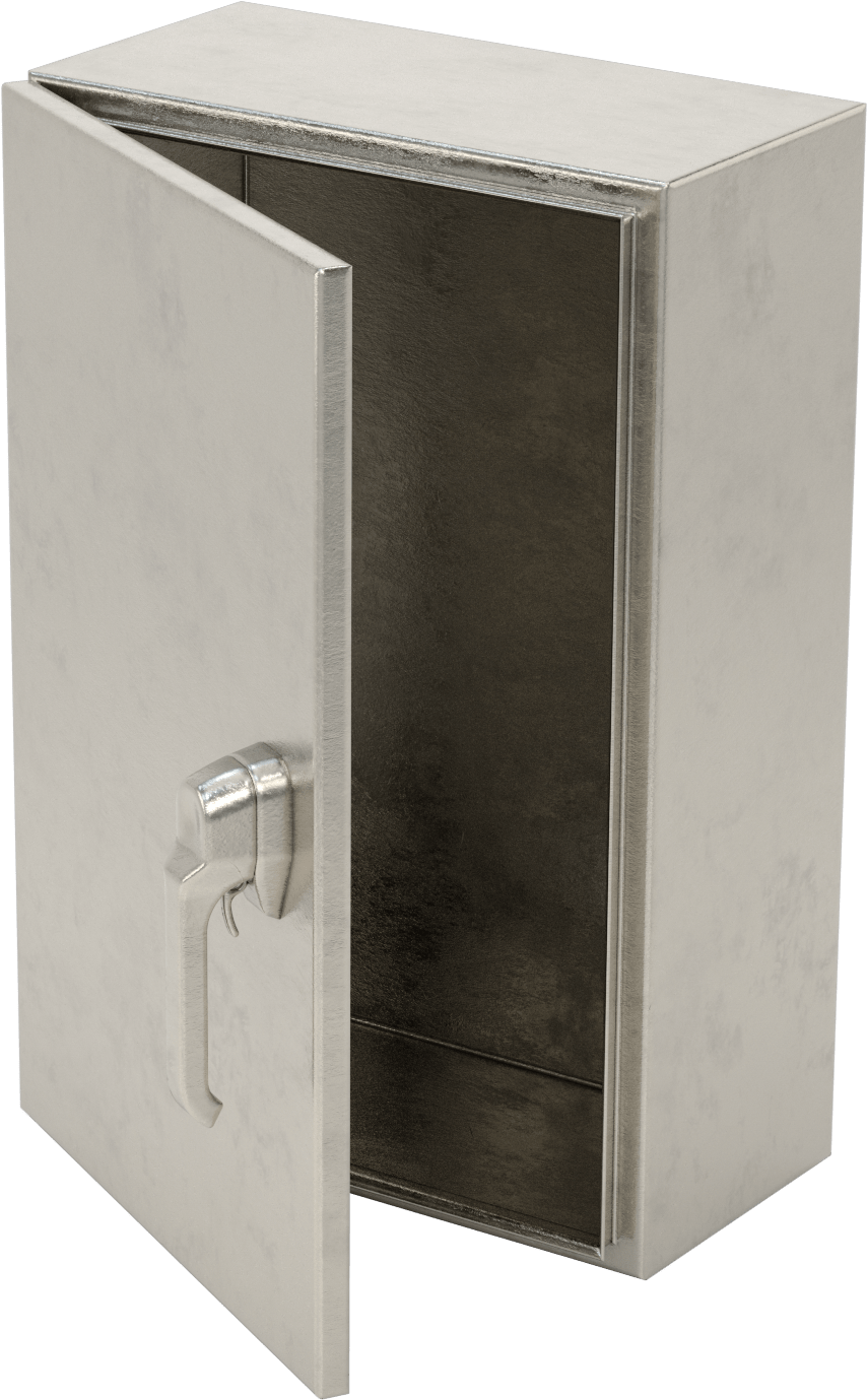 304 Paslanmaz Çelik Su Geçirmez Muhafaza, Menteşeli Kapak ve Tutamak Mandallı, 24" x 16" x 8"