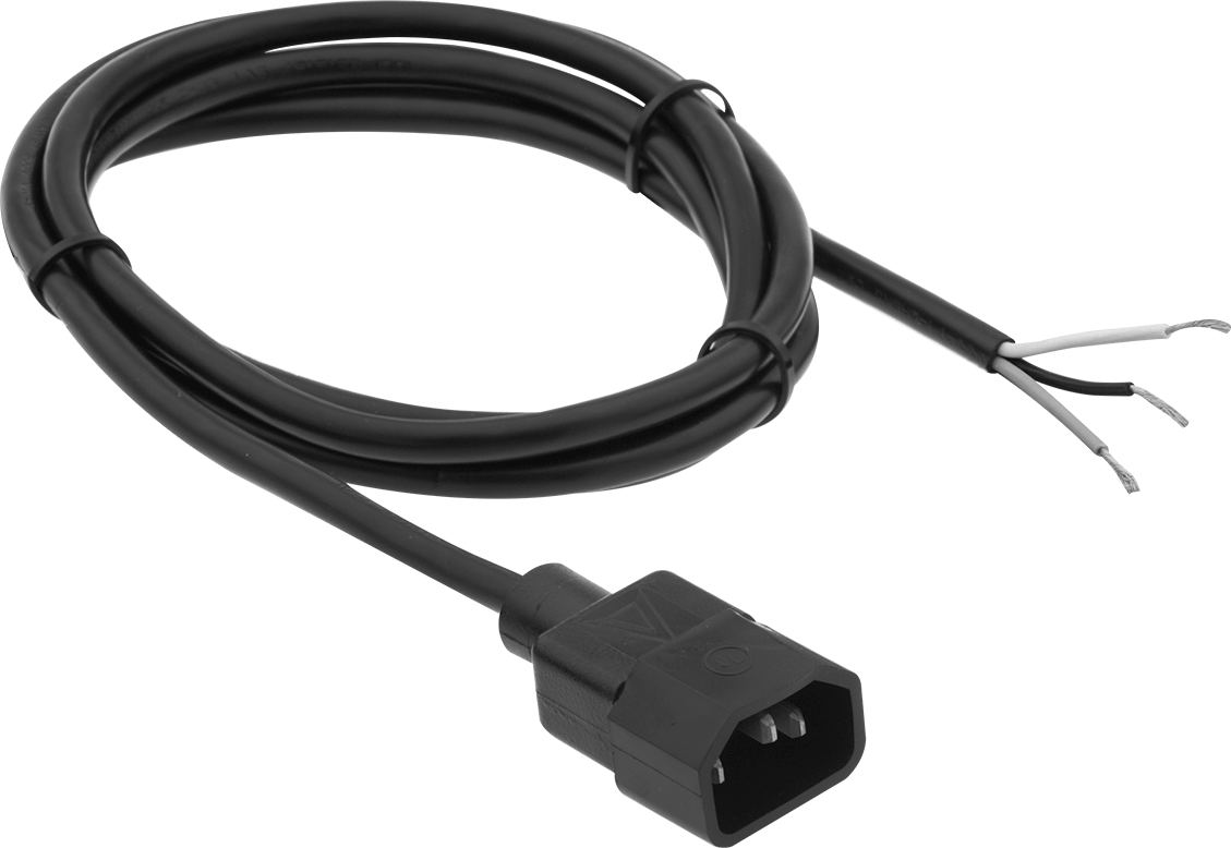 Güç Kablosu, Hafif Hizmet, IEC C14 Fiş x Kablo Uçları, 6-1/2 Fit Uzunluk — Tapa, 6 1⁄2 ft., 10 amp