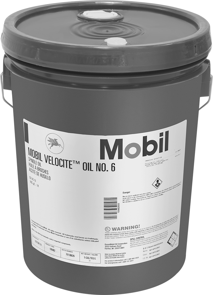 Mobil Velocite 6 Numaralı Rulman Yağı, 5 Galon Kova — 10, 5 gal., Kova