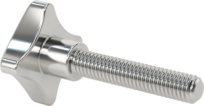 Paslanmaz Çelik Dört Kollu Topuz, 3/8"-16 Dişli 1-15/16" Uzunluğunda Saplamalı