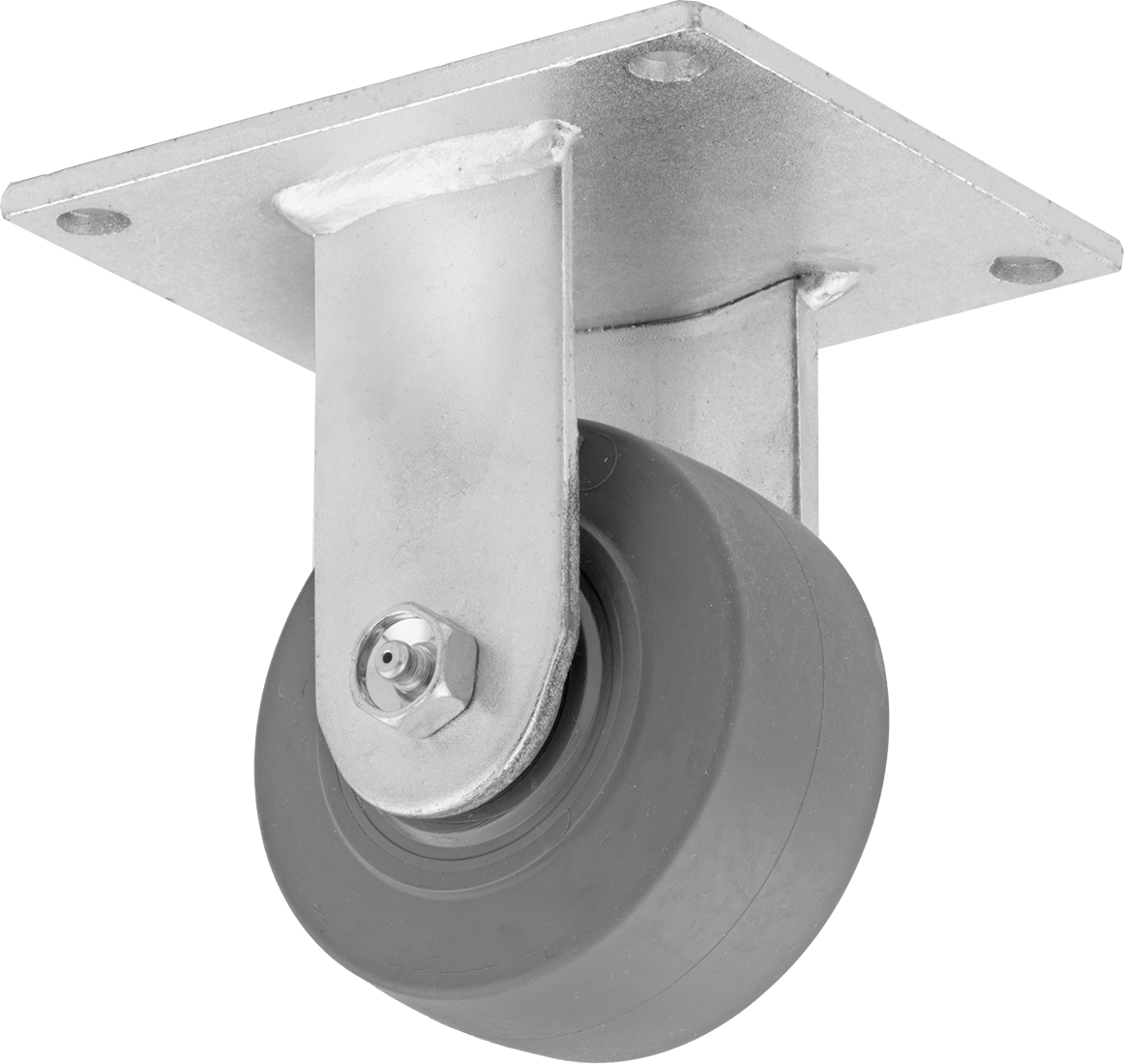 5-1/2" x 5" Montaj Plakalı Tekerlek, Samson, 4 inç Çapında Gri Kauçuk Tekerlekli Sert — 4", Levha, Sert