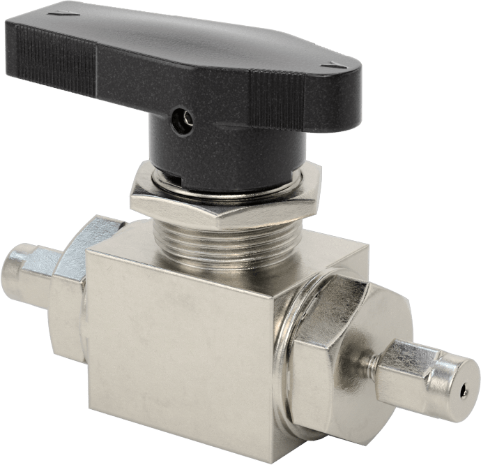 316 Paslanmaz Çelik Gövdeli Panele Monte Açma/Kapama Vanası, Düz, PTFE Conta, Yor-Lok, 1/16" Boru Dış Çapı için