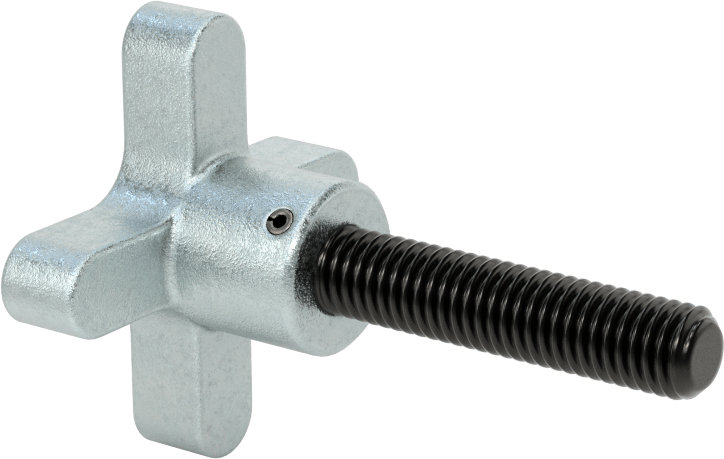 Demir Dört Kollu Topuz, 3/8"-16 Dişli 1-3/4" Uzunlukta Saplamalı