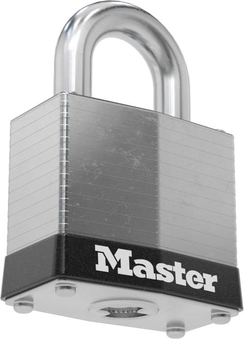 Lamine Çelik Gövdeli Kilitleme Asma Kilidi, Master Lock 3, Ana Anahtarlı, Siyah Tampon