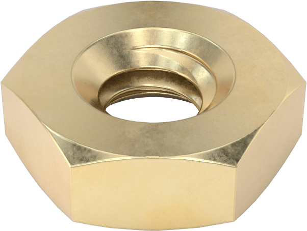Pirinç İnce-Ağır Profilli Altıköşe Somun, 1/4"-20 Diş Boyutu