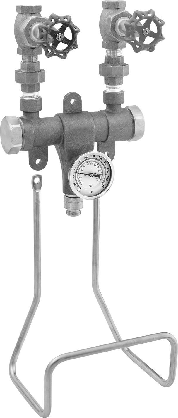Su ve Buhar için Karıştırma Vanası Sistemi, Kapatma Özellikli Manuel, 3/4 NPT Dişi x GHT Erkek — Buhar, Su, 3⁄4, 180° F